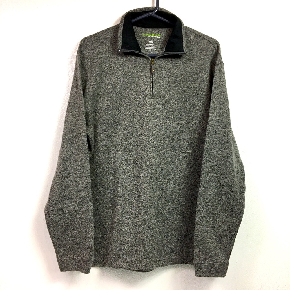 Haggar In Motion Gray Quarter Zipper Men’s Fleece Sweater Size Medium